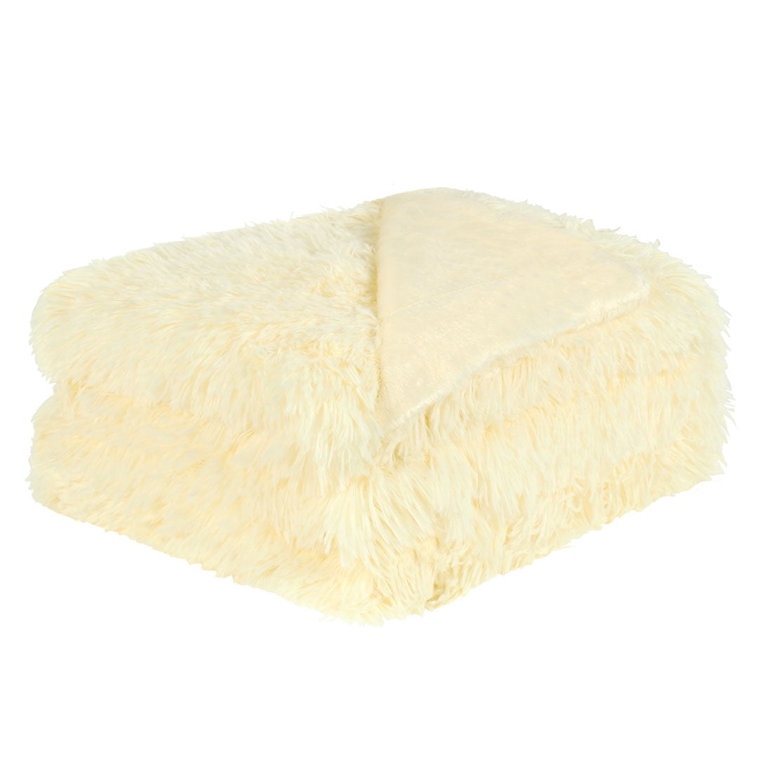 Luxury Shaggy Faux Fur Blanket Ultra Fiber Blankets Throw Light Yellow