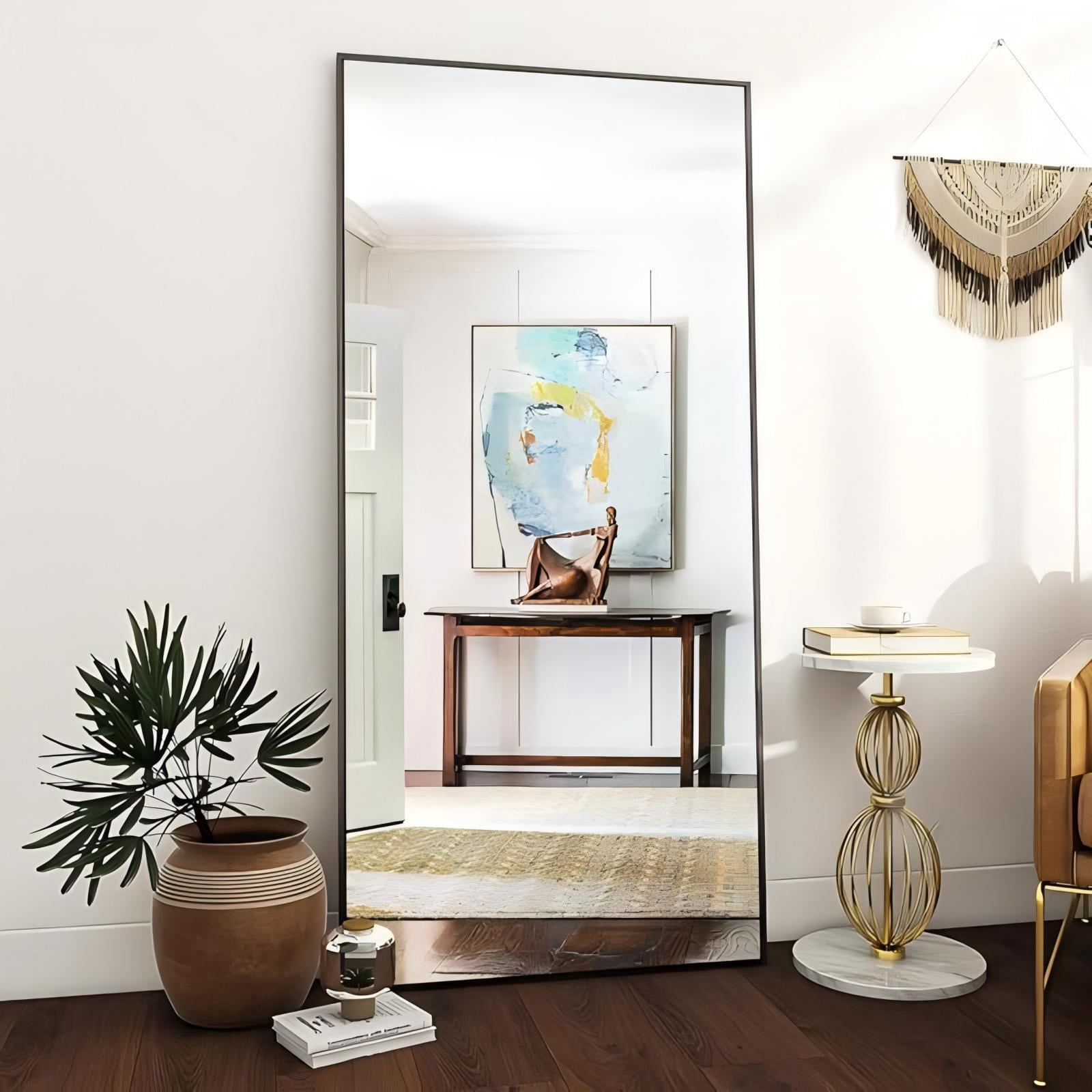 Mirrasia 71" x 30" Full Length Mirror Floor Mirror with Aluminum Frame Freestanding, Black
