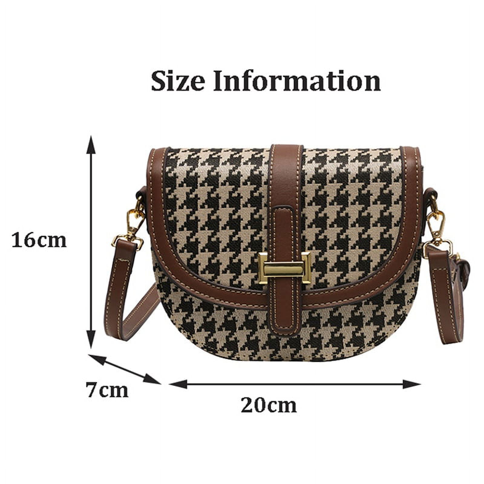 PU Leather Black and White Houndstooth Ladies Shoulder Bag Autumn and Winter Fashion Woolen Cloth Crossbody Bag