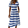 thumbnail image 4 of Birthday Dress Summer Short Sleeve Wrap V-Neck Sundress Elastic High Waist A-Line Casual Party Work Dress, 4 of 5