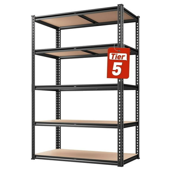 Sptwo 2020LBS Storage Shelves 5 Tier Garage Shelving Heavy Duty, Adjustable Metal Shelving Unit, Garage Shelves for Basement, Warehouse, Pantry, Closet, Kitchen 72" H x 35.55" W x 16" D, Black