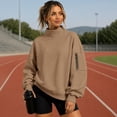 thumbnail image 5 of Mock Neck Sweatshirt Women Long Sleeve Casual Lightweight Sweatshirts No Hood Fall Fashion Oversized Turtleneck Pullover,2XL, 5 of 9