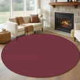 thumbnail image 2 of Red Solid Color Round Area Rugs Collection 7', Aesthetics Contemporary Luxury Non Slip Indoor Circular Throw Runner Rug Floor Mat Carpet for Living Room Dining Table Bedroom Nursery, 2 of 9