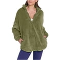 thumbnail image 2 of nerohusy Womens Half Zip Sherpa Pullover Fuzzy Fleece Oversized Sweatshirts 2025 Long Sleeve Winter Warm Outerwear with Pockets Green,L, 2 of 9