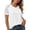 White, variant on Women's Loose Short Sleeve Hollow Mesh Yoke Crew Neck Everyday Comfort Black XL