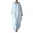 thumbnail image 1 of Robe Longue Col Demi-Manche Grande Robe Décontractée Élégante Femmes Robes Amples, 1 of 9