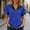 Blue, variant on Women's Short Sleeve Top 2026 Trendy Patchwork Button Lapel Collar V-Beck Pullover Shirts Business Dressy Spring Fashion Outfits Clothes