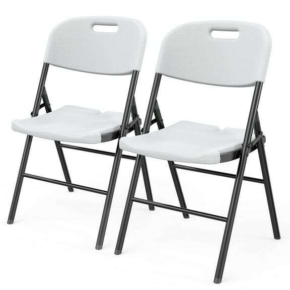 UBesGoo Steel Indoor Folding Chair, White (Set of 2)