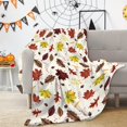 thumbnail image 2 of Fall Decor Throw Blanket: Autumn Luxury Soft Warm Lightweight Leaves and Berries Fuzzy Cozy Throw Blankets for Living Room Sofa Couch Bed Chair- Red Yellow Brown 40" x 50", 2 of 7