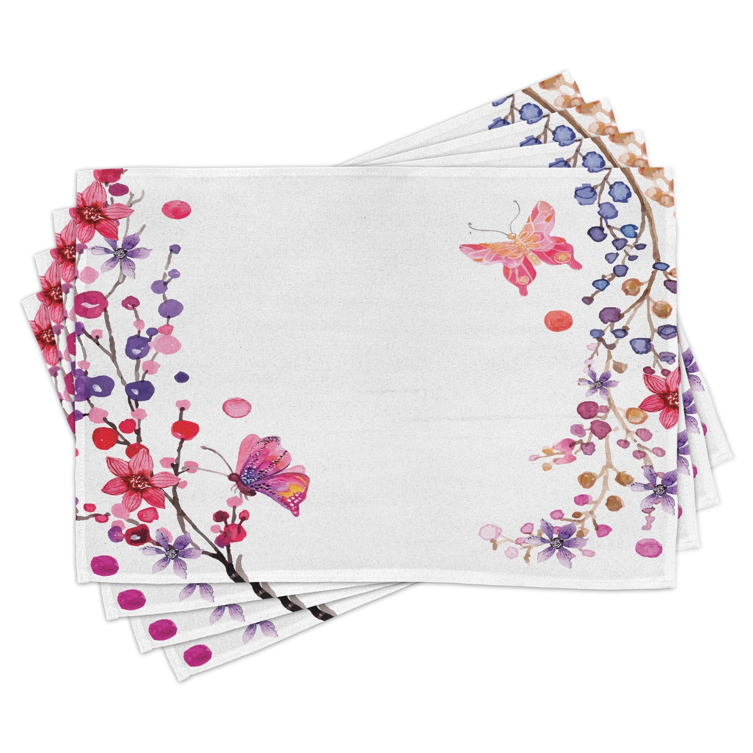 Butterfly Placemats Set of 4 Floral Art with Butterfly Magic of