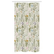 Floral Stall Shower Curtain, Vintage Garden Plants Herbs Flowers Botanical Classic Design Art, Fabric Bathroom Decor Set with Hooks, 36" X 72", Reseda Green Beige, by Ambesonne