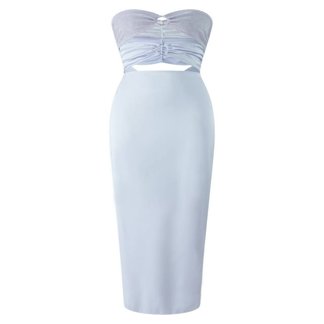 Robe Longue en Soie pour Femmes, Satin, Sans Manches, Dos Nu, Robe Cocktail Maxi
