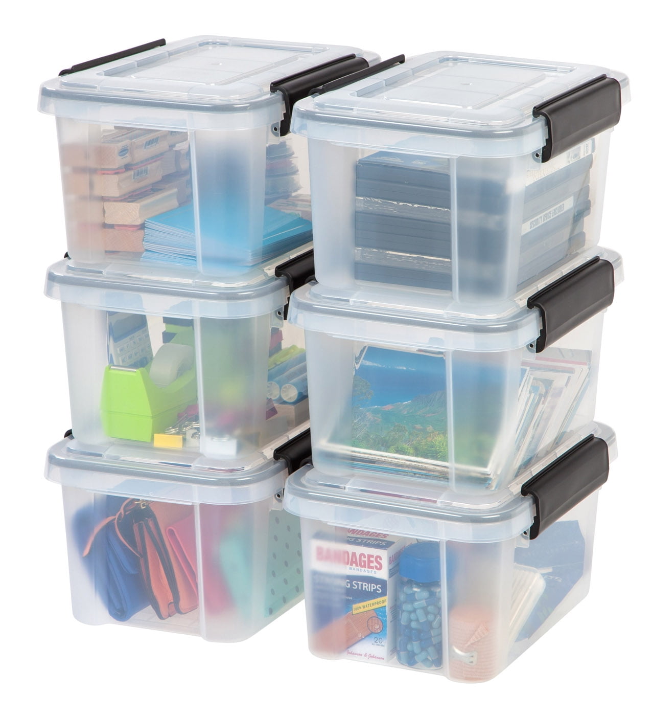 2x 34 Litre Plastic Storage Boxes Container Rattan Lidded Stackable Office Home 