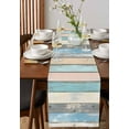 thumbnail image 2 of Hokiten Table Runners 72 Inches Long Dress Scarves, Blue Pink Cream Stripe Farmhouse Kitchen/Dining Table Runner, Coffee Tablerunners, Farmhouse Vintage Wooden 13x72 Inch, 2 of 7