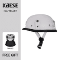 thumbnail image 3 of Casco de cuero estilo alemán para motocicleta, de medio casco, abierto, retro, para crucero, chopper, motociclista, piloto, aprobado por DOT, para las cuatro estaciones, 3 of 5