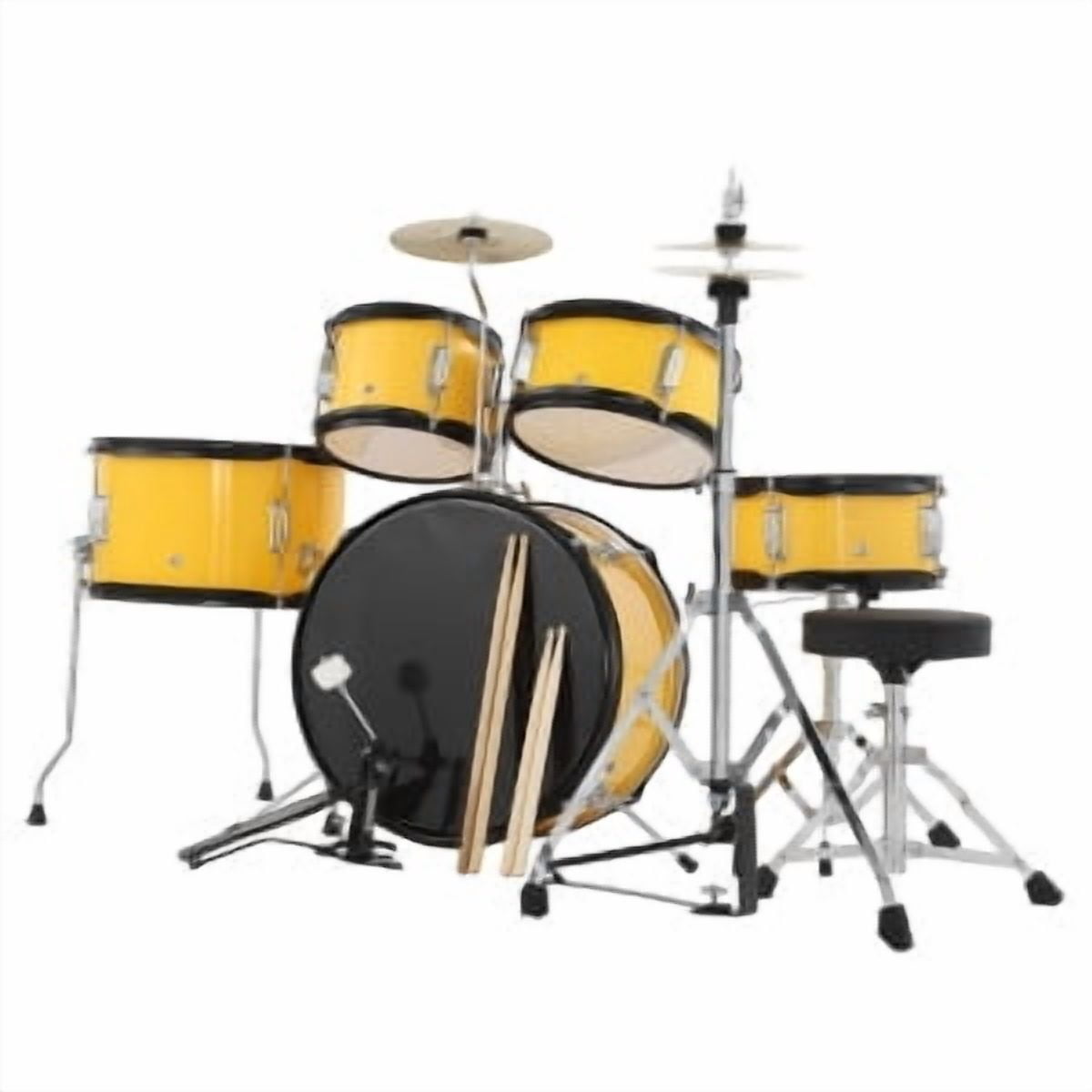 Huisuilinss 5-Piece Junior Drums Set,Beginners Drum Kit with Throne Stool, Pedal & Drumsticks, Kids Drums Musical Instruments W/Cymbal, Hi-Hat, Floor, Tom