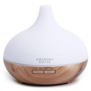 ASAKUKI 300ML Essential Oil Diffuser, Wood Grain BPA-Free Whisper Quiet 5-In-1 Cool Mist Humidifier, Natural Home Fragrance Diffuser with 14 Colors LED Lights and Easy to Clean - Light Bro