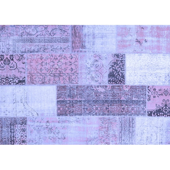 Ahgly Company Machine Washable Indoor Rectangle Patchwork Blue Transitional Area Rugs, 7' x 9'