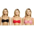 thumbnail image 3 of Just Intimates Bras for Women - Solid / Print / Lace (Pack of 3) (Black / Red Lace / Dots Print, 34C), 3 of 3