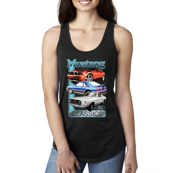 Wild Bobby, Mustang Ford Classics Cars and Trucks Women Racerback Tank Top, Black, Small
