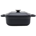 thumbnail image 3 of Smith & Clark Ironworks 4 Quart Enameled Cast Iron Square Dutch Oven Pot with Lid, Matte Midnight Blue, 3 of 7
