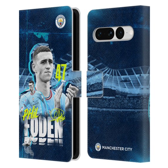 Head Case Designs Officially Licensed Manchester City Man City FC 2022/23 First Team Phil Foden Leather Book Wallet Case Cover Compatible with Google Pixel 7 Pro