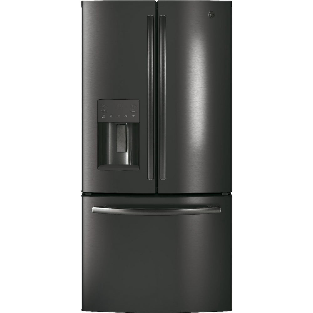 GE Appliances GFE24JBLTS 33 Inch French Door Refrigerator Black 33 Inch Wide Black Stainless Steel Refrigerator
