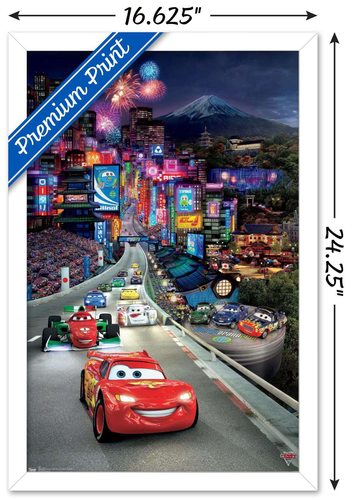 Disney Pixar Cars 2 - Triptych 1 Wall Poster, 14.725" x 22.375", Framed