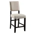 thumbnail image 5 of Beige Fabric Counter Height Dining Chairs Set of 2, Antique Black Finish Wood Upholstered Back Nailhead Trim Modern, 5 of 7