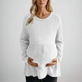 thumbnail image 2 of Jinhomg Women Long Sleeve Knit Tops Skin-Friendly Comfy Maternity Blouses Ribbed Knitted Long Sleeve Solid Tunics Pregnancy Fall Clothes Limited Time Deal White XXXL, 2 of 9