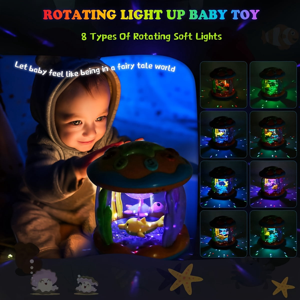 SDOTXA Ocean Projector Musical Toy for Crawling Babies  Sensory Stimulation & Tummy Time Fun for Boys and Girls (6-12 Months)