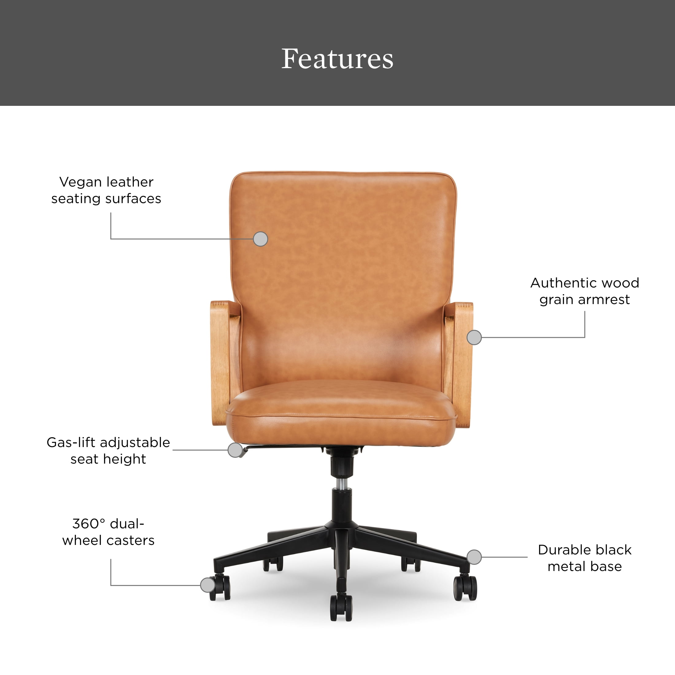 Better Homes & Gardens Ezra Office Chair, Chestnut
