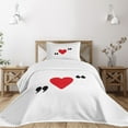 thumbnail image 3 of Ambesonne Love Quilted Bedspread Set 2 Pcs, Red Simple Heart, Twin Size, Red Black White, 3 of 6