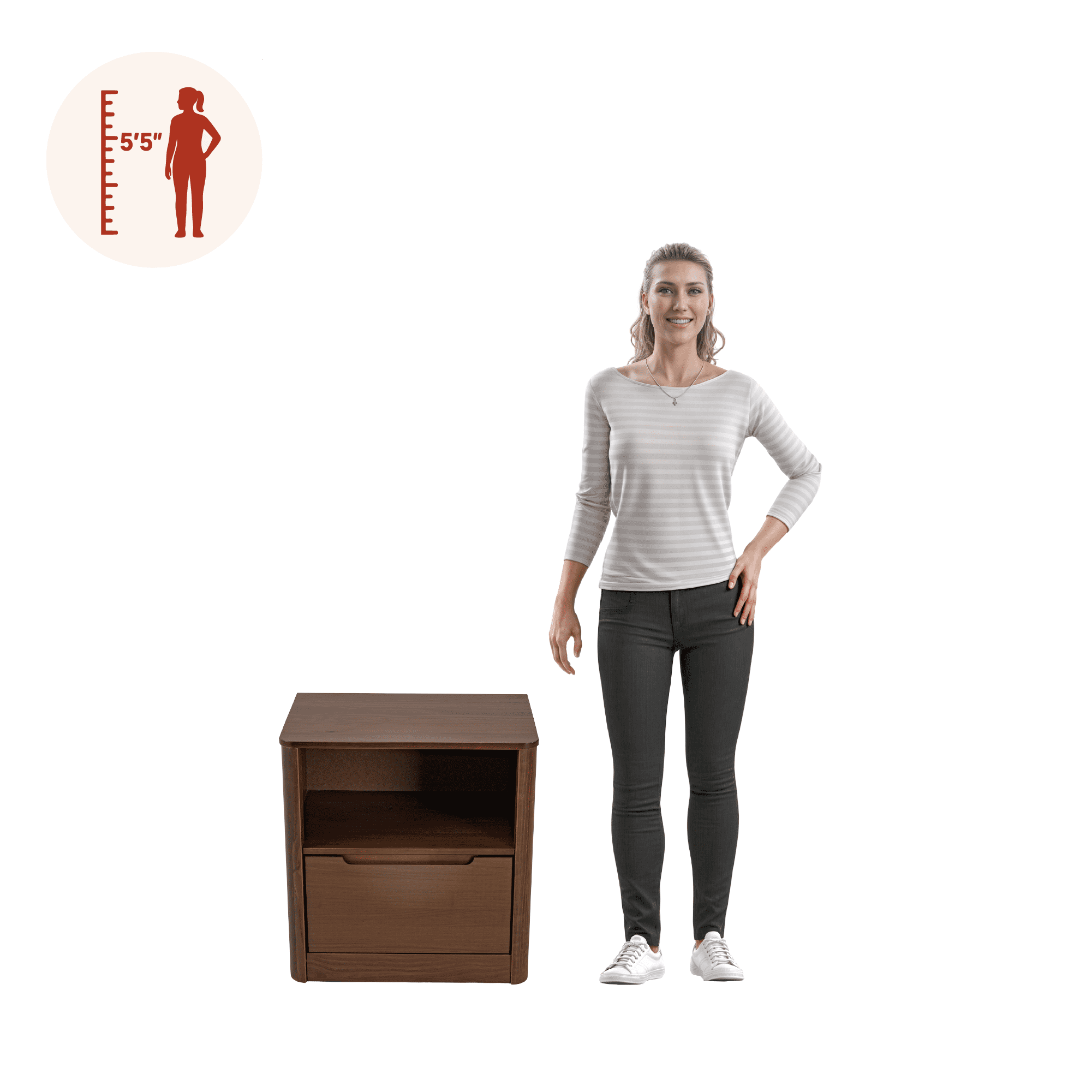 Kirsty Solid Wood 1 Drawer Nightstand Brown - for Adults and Teens