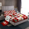 thumbnail image 1 of Christmas Sheet Set Santa Claus Xmas Tree Bed Sheets Set Full Size For Kids Children Snowman Deer Snowflake Sheets With 2 Pillow Cases Geometric Cartoon Style Bed Set, 1 of 6