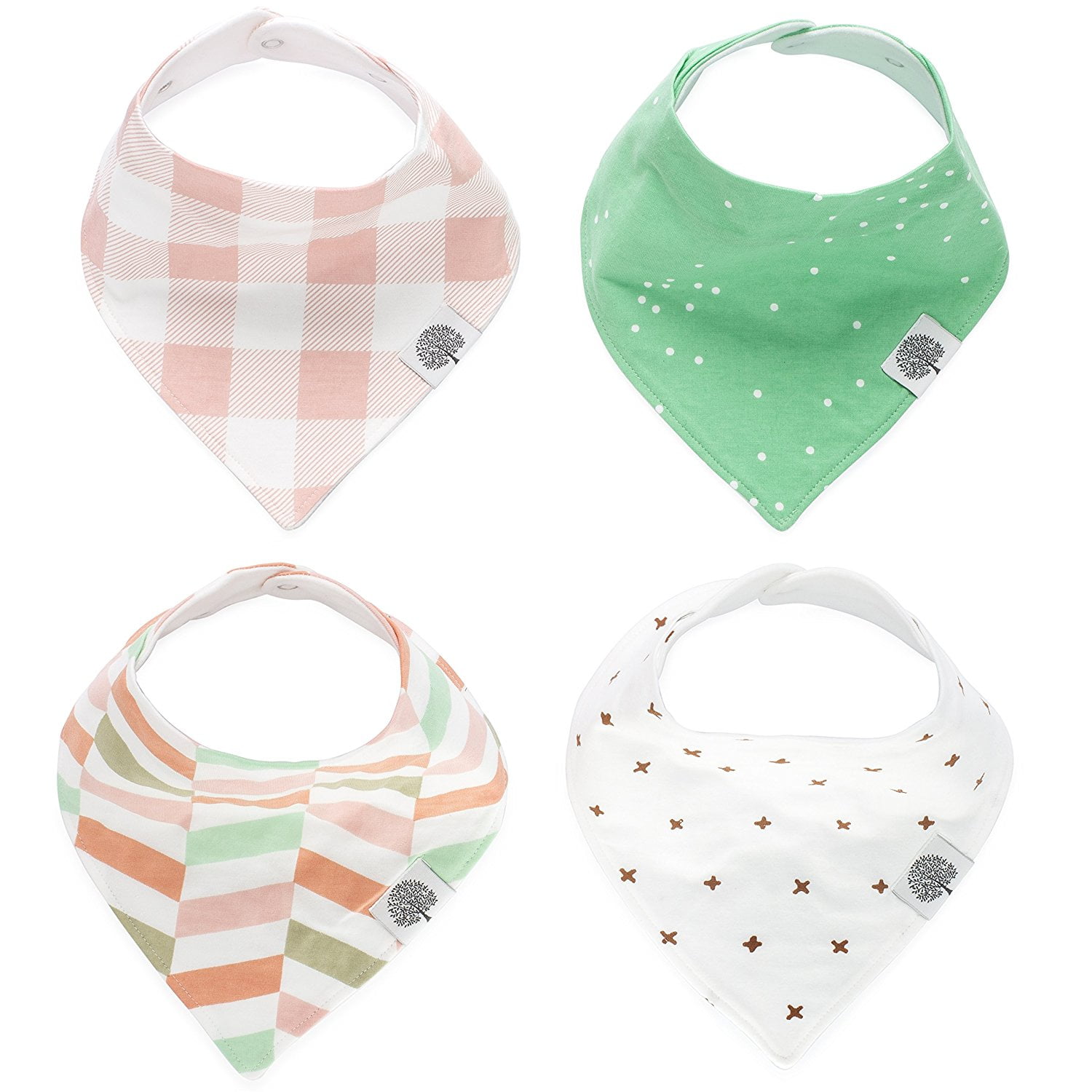 Parker Baby Female Cotton Bandana Bibs - 4 Pack Girls Bibs - Lincoln Set
