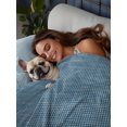 thumbnail image 4 of Queen Flat Sheet Only Minimalist Navy Blue Grid Soft Microfiber Cooling Bedding Sheets Turquoise Linen Textured Flat Bed Sheet for Hotel,Home Decor, 4 of 9