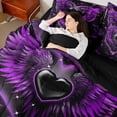 thumbnail image 4 of Feelyou Purple Love Heart Bedding Comforter Set 7pcs, Magic Angel Wings Queen Bedding Sets, 4 of 8