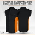 thumbnail image 2 of BIKER WEAR USA Men's Shirt Vertical Reflective Safety Lining Sleeveless Shirt with Pockets & Cut-Off Sleeves Black/Orange, 2 of 7