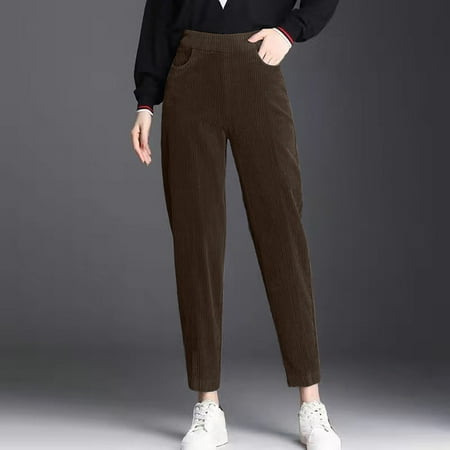 SNKSDGM Women s Plus Womens Dress Pants for Work Short Panties for Women Plus Size 5X Women s Corduroy Fabric with Velvet Winter Solid Color Casual Pants