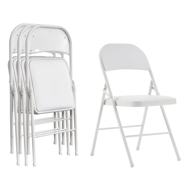 Ktaxon Folding Chairs Foldable Event Chairs with Super Soft Cushion, Ultra Thick Padded Chairs for Home, Office and Party Set of 4, White