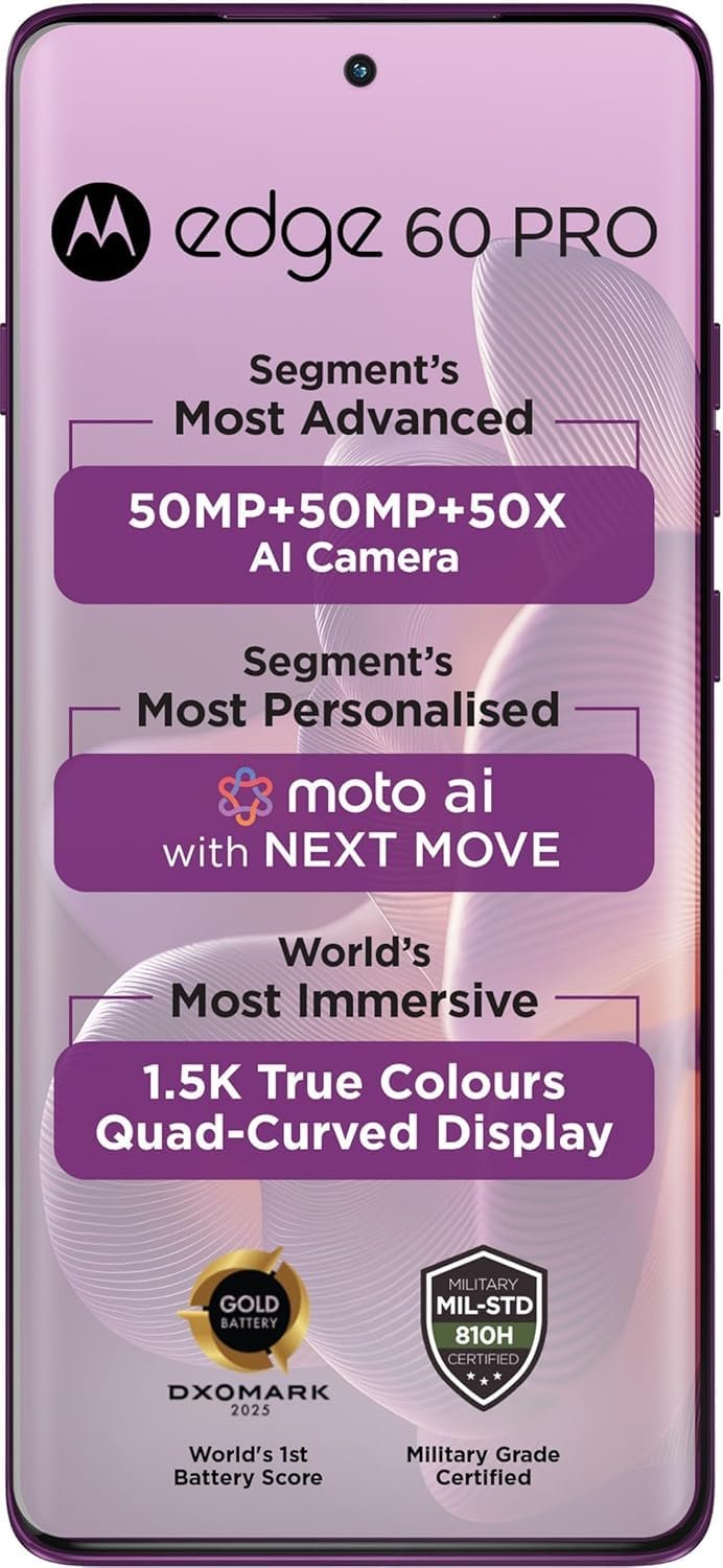 Motorola Moto Edge 60 Pro 5G Ai Tmobile Mint Tello & Global 512GB+12GB NFC 50MP Triple Cam Dual Sim 6.7" XT2507-1 Latino American Version Pantone Sparkling Grape