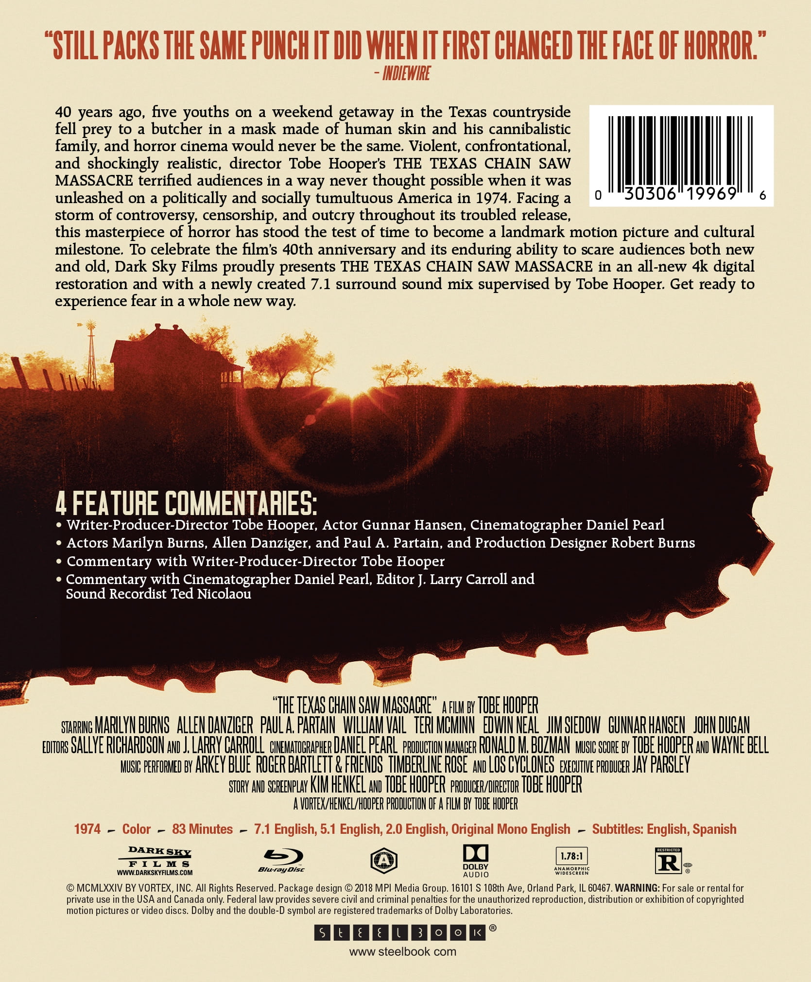 The Texas Chainsaw Massacre (1974) (Steelbook) (Blu-ray), Horror, MPI