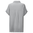 thumbnail image 5 of Womens Gauze Shirts Button Down Dress Shirts Casual Short Sleeve Textured Collared Summer Work Blouse Camping Clothes Gray L, 5 of 5
