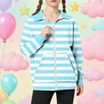 thumbnail image 2 of MKOSPLRT Zip Up Sweatshirts Jacket Kids 5-15Y Striped Casual Jackets Long Sleeve Stand Collar Fall Jacket with Pocket for Girl Boy, 2 of 7