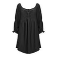 thumbnail image 4 of Herrnalise Women’s Dresses Summer 2024 Fashion Casual Solid 3/4 Sleeve OneRuffle Shoulder Mini Dress S-2XL, 4 of 8