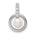thumbnail image 2 of Sterling Silver Rhodium-plated Circle with Cubic Zirconia (5-6mm) Button FWC Pearl Slide Pendant, 2 of 3