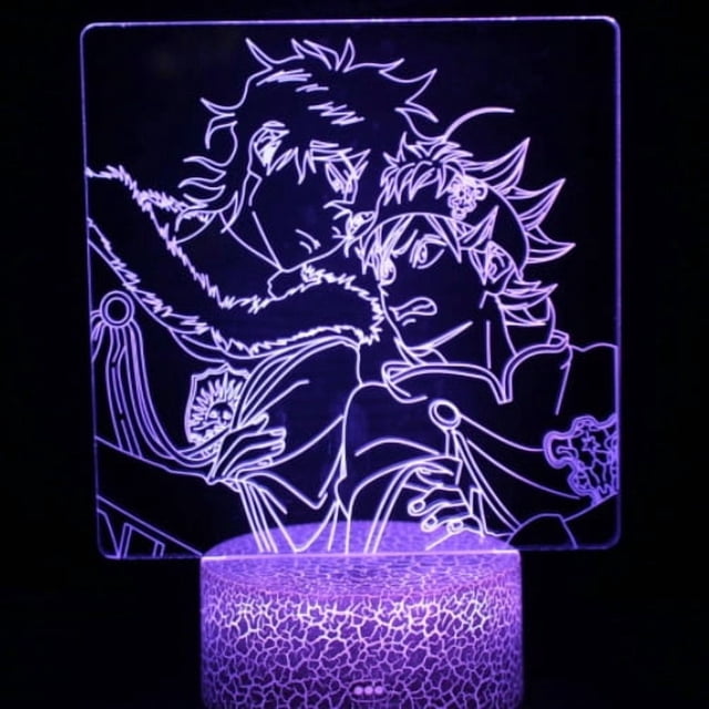 Luz nocturna LED 3D negra con tréboles que cambian de color