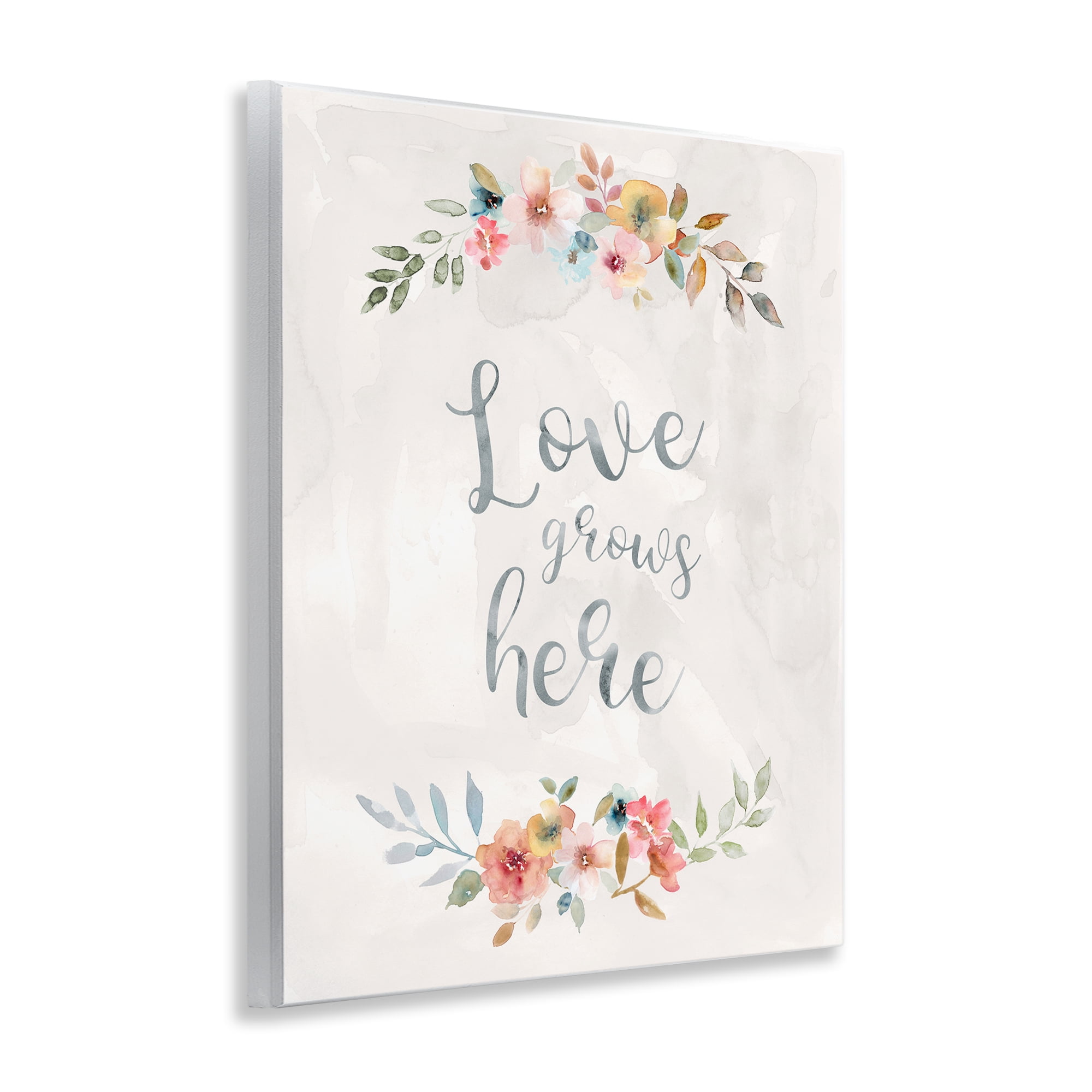 Stupell Industries Floral Love Grows Here Plants & Flowers Painting Unframed Art Print Wall Art, 11 x 14