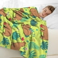 thumbnail image 5 of SKT T1 Capybara Blanket Funny Capybara Gifts for Boys Girls Kids, Cute Capybaras Animal Leaves Green Throw Blanket, Soft Cozy Flannel Blankets for Couch Bed Sofa Decor 60"x50", 5 of 6
